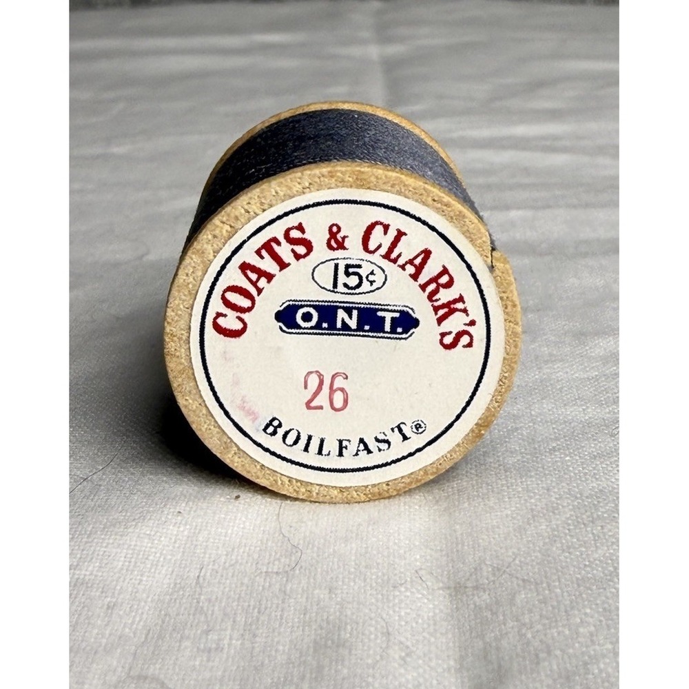 Vintage NEW Coats & Clark's 125 Yards #26 Slate Blue Gray Thread‎ Wooden Spool